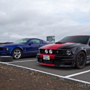 At the track
Blue= Mustang GT with Turbo
Black=Mustang GT stock